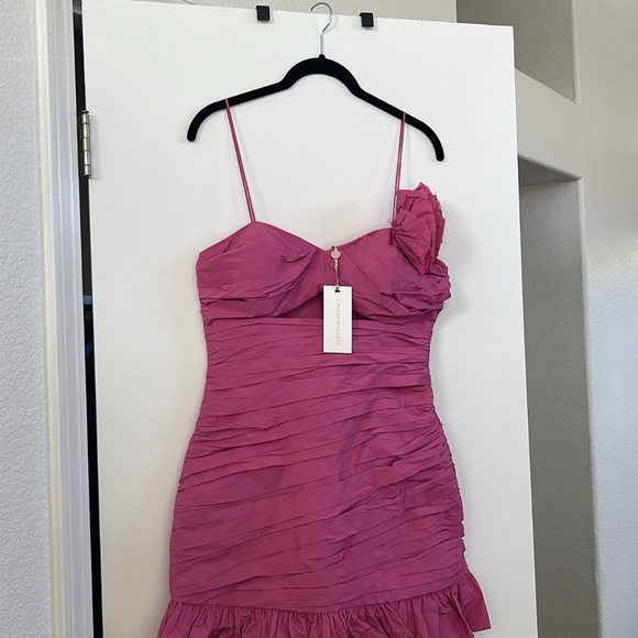 LoveShackFancy Rose Pink Ruched Cocktail Dress - Picture 4 of 5